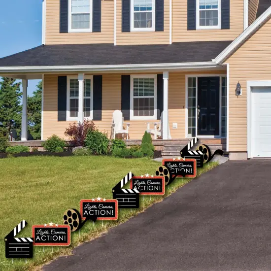 Big Dot of Happiness Red Carpet - Clapboard and Film Reel Lawn Decorations - Outdoor Movie Night Party Yard Decorations - 10 Piece {4}