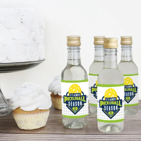 Big Dot of Happiness Let&rsquo;s Rally - Pickleball - Mini Wine and Champagne Bottle Label Stickers - Birthday or Retirement Party Favor Gift - Set of 16 {4}