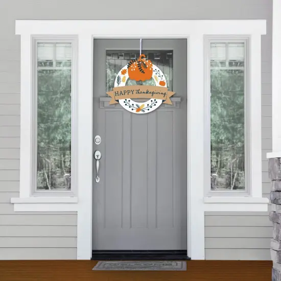Big Dot of Happiness Happy Thanksgiving - Outdoor Fall Harvest Party Decor - Front Door Wreath {3}