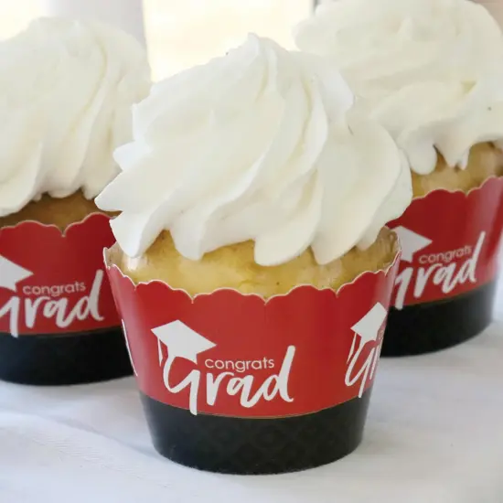 Big Dot of Happiness Red Graduation Party Decorations - Party Cupcake Wrappers - Set of 12 {6}