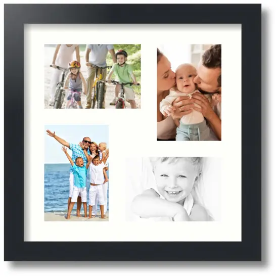 ArtToFrames Collage Photo Picture Frame with 4 - 4x6 inch Openings, Framed in Black with Over 62 Mat Color Options and Regular Glass (CSM-3926-178) {1}
