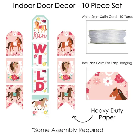 Big Dot of Happiness Run Wild Horses - Hanging Vertical Paper Door Banners - Pony Birthday Party Wall Decoration Kit - Indoor Door Decor {6}