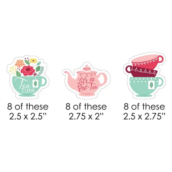 Big Dot of Happiness Floral Let's Par-Tea - DIY Shaped Garden Tea Party Cut-Outs - 24 Count {3}