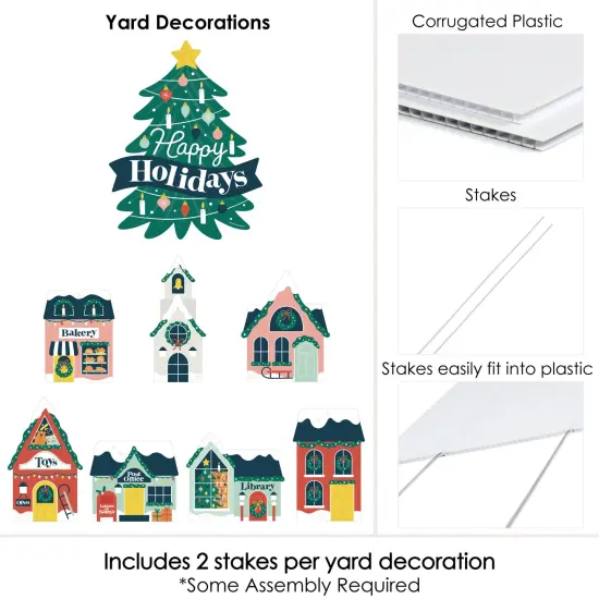 Big Dot of Happiness Christmas Village - Yard Sign and Outdoor Lawn Decorations - Holiday Winter Houses Yard Signs - Set of 8 {6}