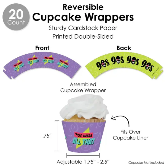 Big Dot of Happiness 90&rsquo;s Throwback - 1990s Party Favors and Cupcake Kit - Fabulous Favor Party Pack - 100 Pieces {6}