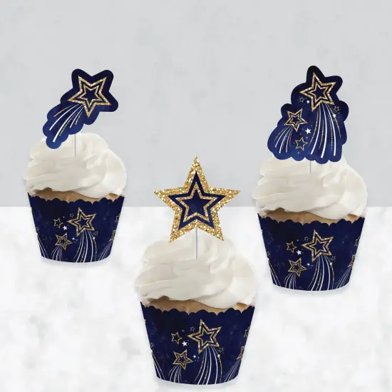 Big Dot of Happiness Starry Skies - Cupcake Decoration - Gold Celestial Party Cupcake Wrappers and Treat Picks Kit - Set of 24 {4}