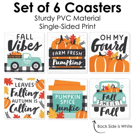 Big Dot of Happiness Happy Fall Truck - Funny Harvest Pumpkin Party Decorations - Drink Coasters - Set of 6 {6}