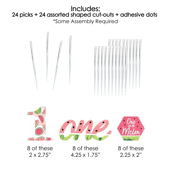 Big Dot of Happiness 1st Birthday One in a Melon - Dessert Cupcake Toppers - Fruit First Birthday Party Clear Treat Picks - Set of 24 {7}