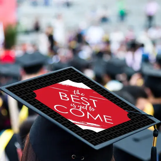 Big Dot of Happiness Red Grad - Best is Yet to Come - Red Graduation Cap Decorations Kit - Grad Cap Cover {4}