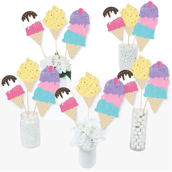 Big Dot of Happiness Scoop Up the Fun - Ice Cream - Sprinkles Party Centerpiece Sticks - Table Toppers - Set of 15 {3}