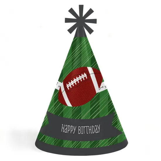 Big Dot of Happiness End Zone - Football - Cone Happy Birthday Party Hats for Kids and Adults - Set of 8 (Standard Size) {1}