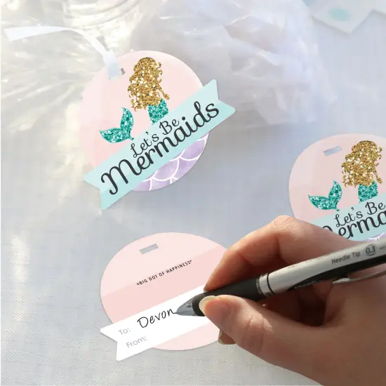 Big Dot of Happiness Let&rsquo;s Be Mermaids - Baby Shower or Birthday Party Clear Goodie Favor Bags - Treat Bags With Tags - Set of 12 {4}