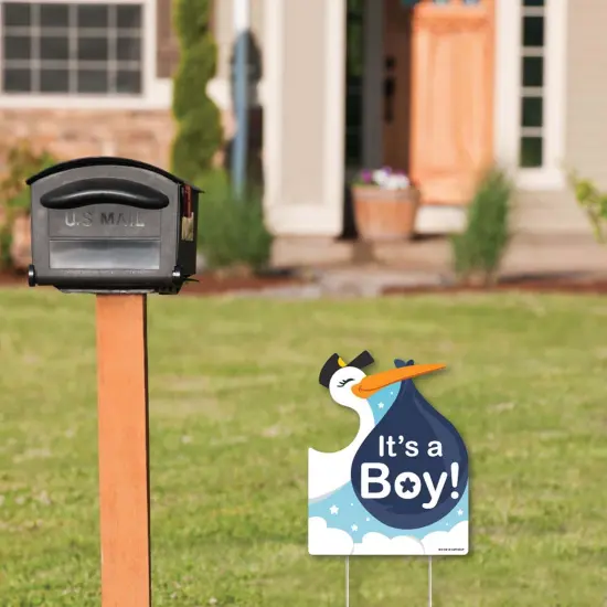 Big Dot of Happiness Boy Special Delivery - Outdoor Lawn Sign - It's a Boy Stork Baby Shower Yard Sign - 1 Piece {3}