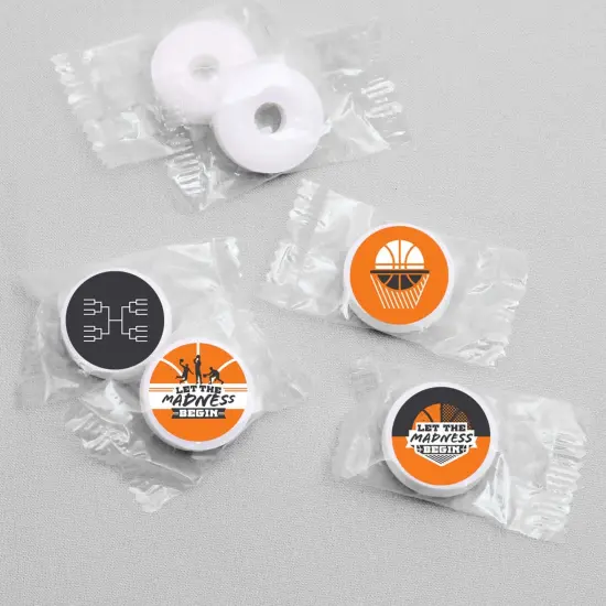 Big Dot of Happiness Basketball - Let the Madness Begin - College Basketball Round Candy Sticker Favors - Labels Fits Chocolate Candy (1 sheet of 108) {4}