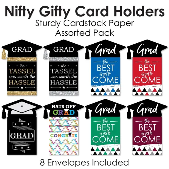 Big Dot of Happiness Assorted Graduation Cards - Graduation Party Money and Gift Card Sleeves - Nifty Gifty Card Holders - Set of 8 {6}