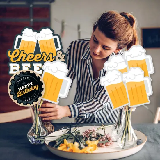 Big Dot of Happiness Cheers and Beers Happy Birthday - Birthday Party Centerpiece Sticks - Showstopper Table Toppers - 35 Pieces {4}