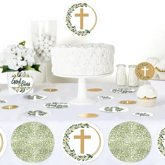 Big Dot of Happiness Elegant Cross - Religious Party Giant Circle Confetti - Party Decorations - Large Confetti 27 Count {6}