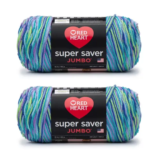 Red Heart Super Saver Jumbo Wildflower Yarn - 2 Pack of 283g/10oz - Acrylic - 4 Medium (Worsted) - 482 Yards - Knitting/Crochet {1}