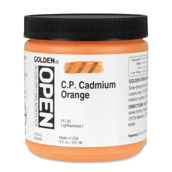 Golden Open Acrylics - Cadmium Orange, 8 oz Jar {1}