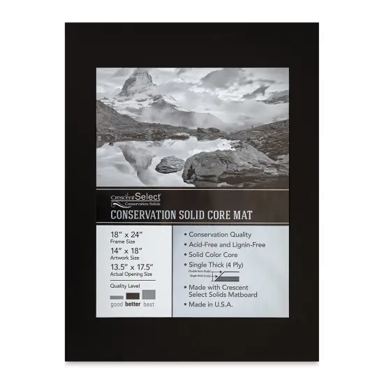 Crescent Select Conservation Solids Pre-Cut Mat - Deep Black, 4 ply, 18" x 24" {1}