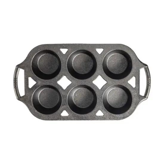 Lodge Cast Iron Muffin Pan, Pre-seasoned and Dual Handles, Made in USA, 6 Cups {1}