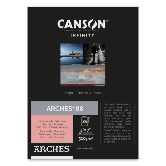 Canson Infinity Arches 88 Inkjet Fine Art and Photo Paper - 5" x 7", 310 gsm, Package of 25 {1}