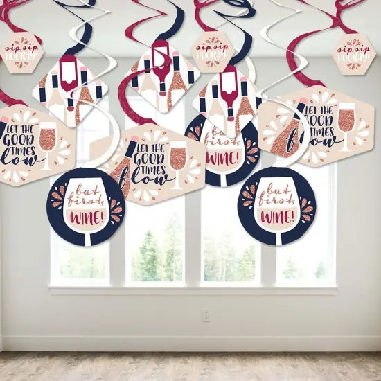 Big Dot of Happiness But First, Wine - Wine Tasting Party Hanging Decor - Party Decoration Swirls - Set of 40 {4}