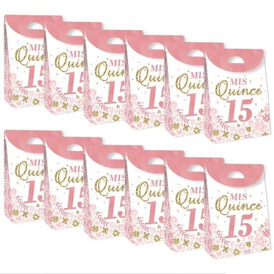 Big Dot of Happiness Mis Quince Anos - Quinceanera Sweet 15 Birthday Gift Favor Bags - Party Goodie Boxes - Set of 12 {6}