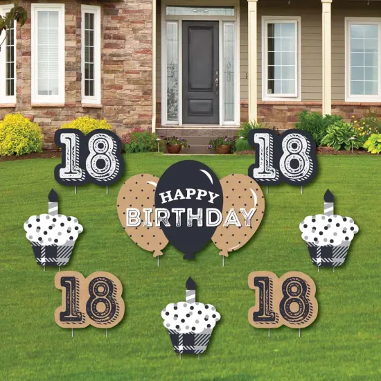 Big Dot of Happiness 18th Milestone Birthday - Yard Sign and Outdoor Lawn Decorations - Happy Birthday Party Yard Signs - Set of 8 {1}