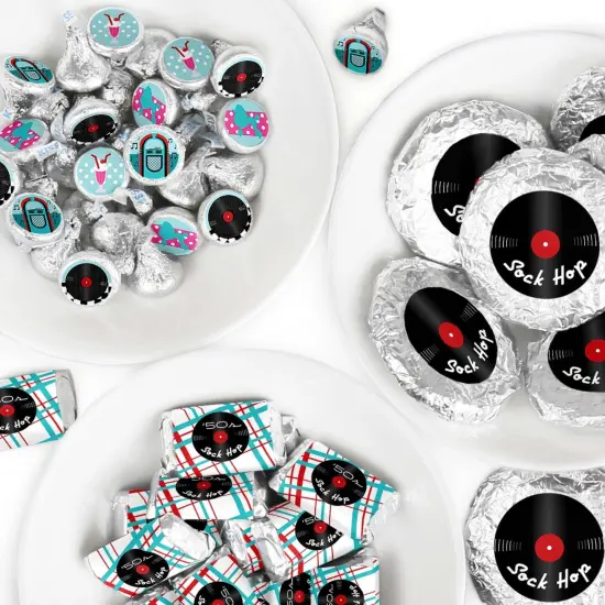 Big Dot of Happiness 50's Sock Hop - 1950s Rock N Roll Party Candy Favor Sticker Kit - 304 Pieces {1}