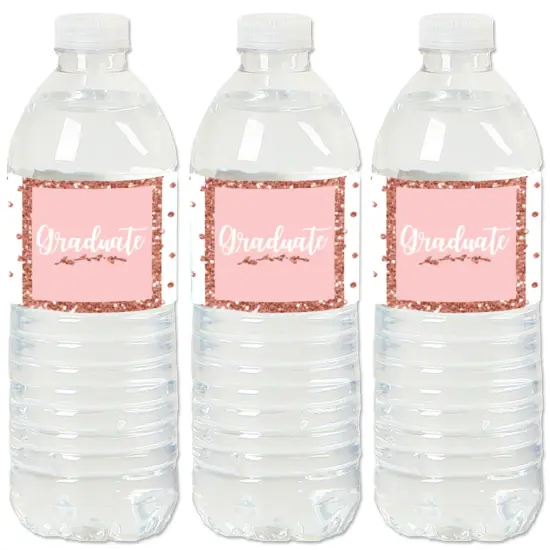 Big Dot of Happiness Rose Gold Grad -Graduation Party Water Bottle Sticker Labels - Set of 20 {1}