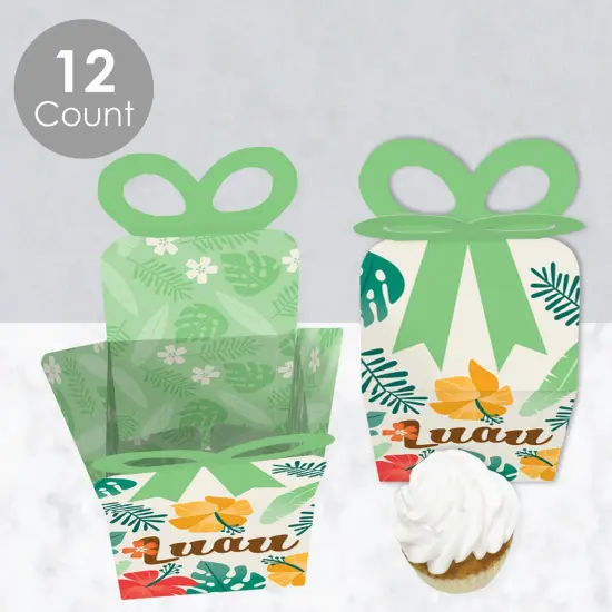Big Dot of Happiness Tropical Luau - Square Favor Gift Boxes - Hawaiian Beach Party Bow Boxes - Set of 12 {4}