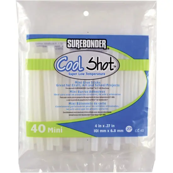 Surebonder Super Low-Temp Cool Shot Mini Glue Sticks 40/Pkg-.27"X4" Clear {1}