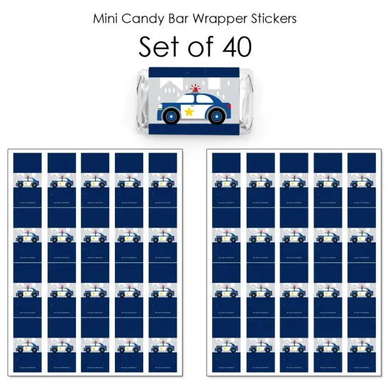 Big Dot of Happiness Calling All Units - Police - Mini Candy Bar Wrapper Stickers - Cop Birthday Party or Baby Shower Small Favors - 40 Count {4}
