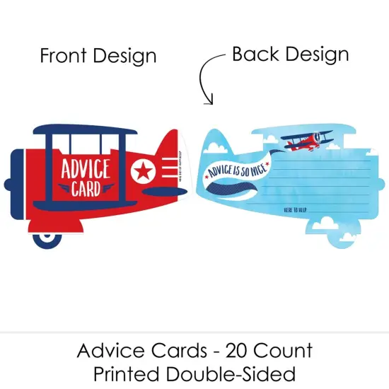 Big Dot of Happiness Taking Flight - Airplane - Wish Card Vintage Plane Baby Shower Activities - Shaped Advice Cards Game - Set of 20 {4}