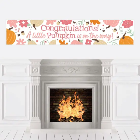 Big Dot of Happiness Girl Little Pumpkin - Fall Baby Shower Decorations Party Banner {1}