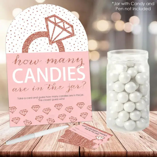 Big Dot of Happiness Bride Squad - How Many Candies Rose Gold Bridal Shower or Bachelorette Party Game - 1 Stand and 40 Cards - Candy Guessing Game {3}