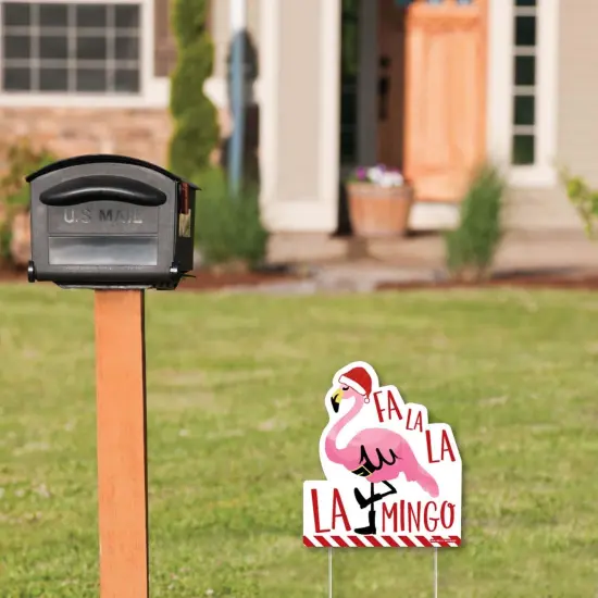 Big Dot of Happiness Flamingle Bells - Outdoor Lawn Sign - Tropical Christmas Party Yard Sign - 1 Piece {3}