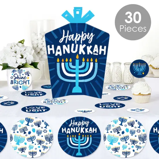 Big Dot of Happiness Hanukkah Menorah - Chanukah Holiday Party Decor and Confetti - Terrific Table Centerpiece Kit - Set of 30 {3}