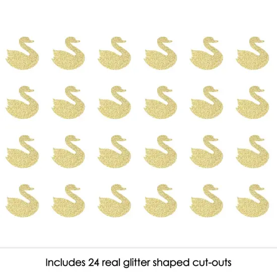 Big Dot of Happiness Gold Glitter Swan - No-Mess Real Gold Glitter Cut-Outs - White Swan Baby Shower or Birthday Party Confetti - Set of 24 {3}
