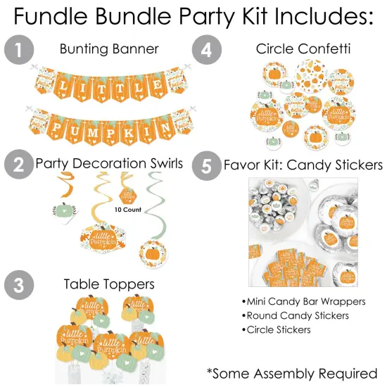 Big Dot of Happiness Little Pumpkin - Fall Birthday Party or Baby Shower Supplies - Banner Decoration Kit - Fundle Bundle {3}