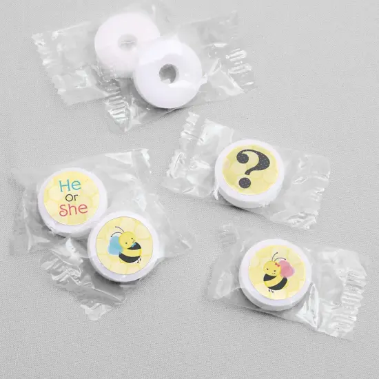 Big Dot of Happiness What Will It Bee - Gender Reveal Round Candy Sticker Favors - Labels Fits Chocolate Candy (1 sheet of 108) {4}