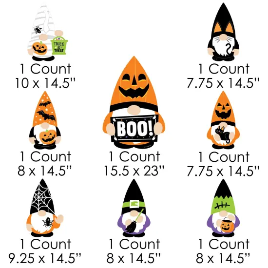 Big Dot of Happiness Halloween Gnomes - Yard Sign and Outdoor Lawn Decorations - Spooky Fall Party Yard Signs - Set of 8 {7}