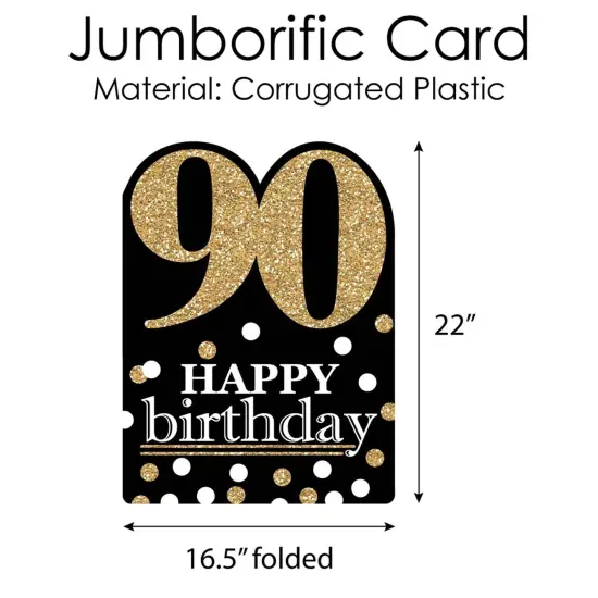 Big Dot of Happiness Adult 90th Birthday - Gold - Happy Birthday Giant Greeting Card - Big Shaped Jumborific Card {6}