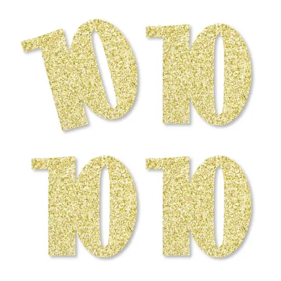 Big Dot of Happiness Gold Glitter 10 - No-Mess Real Gold Glitter Cut-Out Numbers - 10th Birthday Party Confetti - Set of 24 {1}