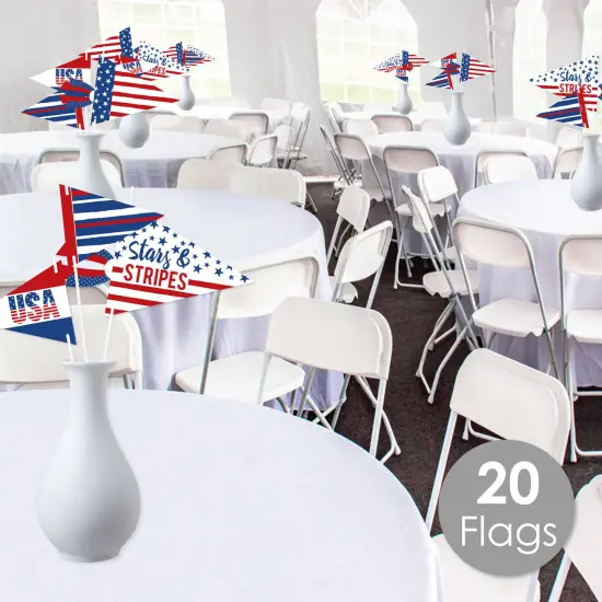 Big Dot of Happiness Stars & Stripes - Triangle Patriotic Party Photo Props - Pennant Flag Centerpieces - Set of 20 {3}