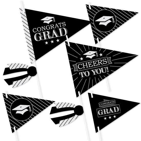 Big Dot of Happiness Graduation Cheers - Triangle Graduation Party Photo Props - Pennant Flag Centerpieces - Set of 20 {1}