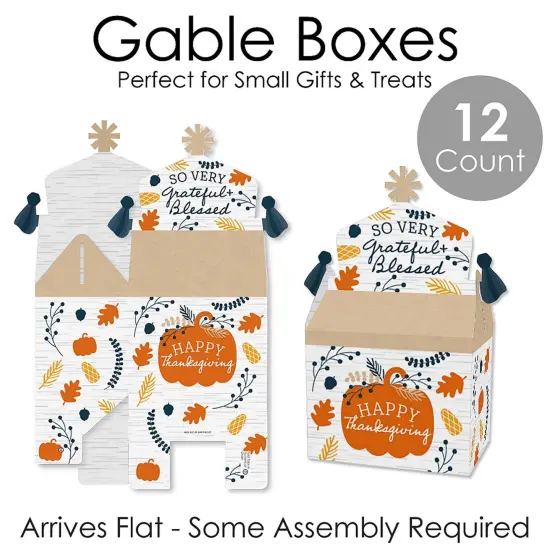 Big Dot of Happiness Happy Thanksgiving - Treat Box Party Favors - Fall Harvest Party Goodie Gable Boxes - Set of 12 {7}