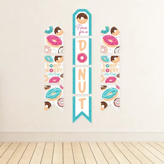 Big Dot of Happiness Donut Worry, Let's Party - Hanging Vertical Paper Door Banners - Doughnut Party Wall Decoration Kit - Indoor Door Decor {4}