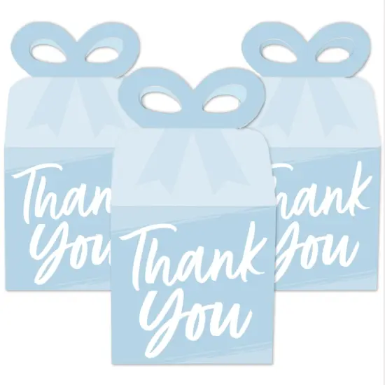 Big Dot of Happiness Dusty Blue Elegantly Simple - Square Favor Gift Boxes - Guest Party Favors Bow Boxes - Set of 12 {3}